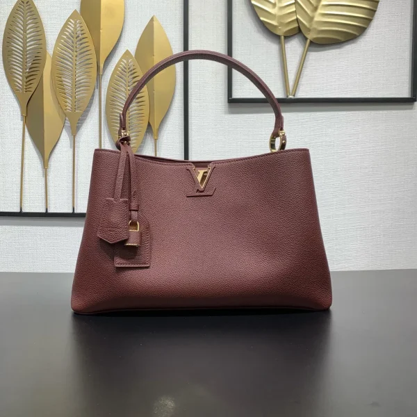 Louis Vuitton Burgundy Taurillon Leather Capucines Top Handle Bag image 1