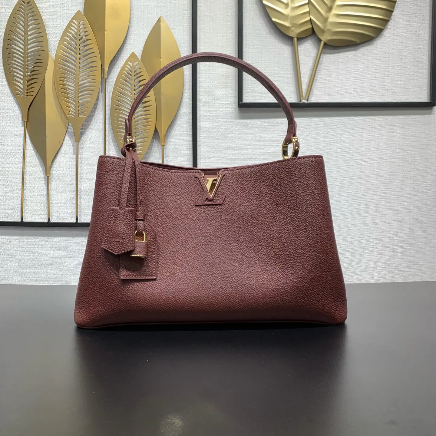 Louis Vuitton Burgundy Taurillon Leather Capucines Top Handle Bag image 1