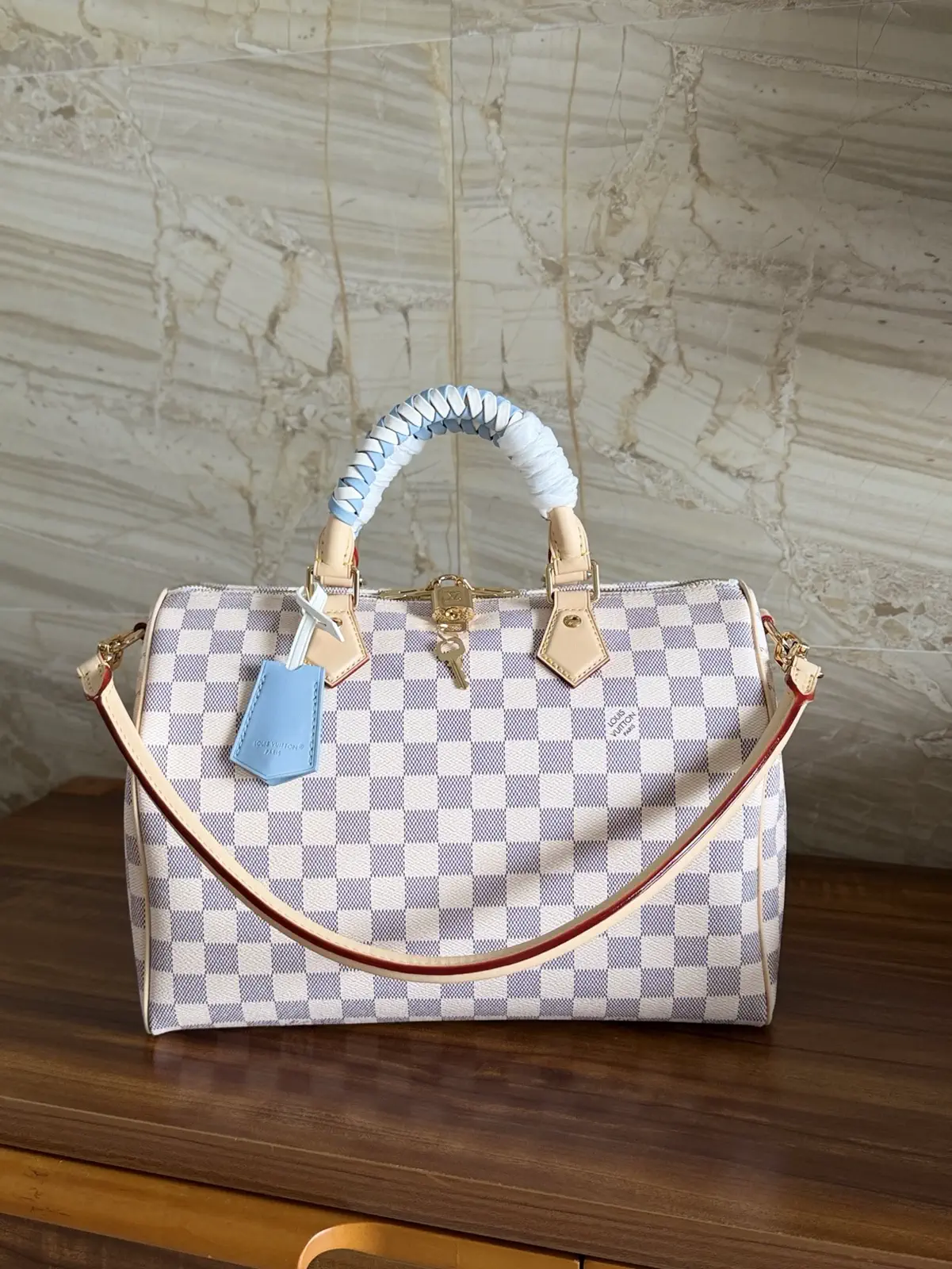 Louis Vuitton Speedy Bandoulière 30 Damier Azur Top Handle Bag image 1