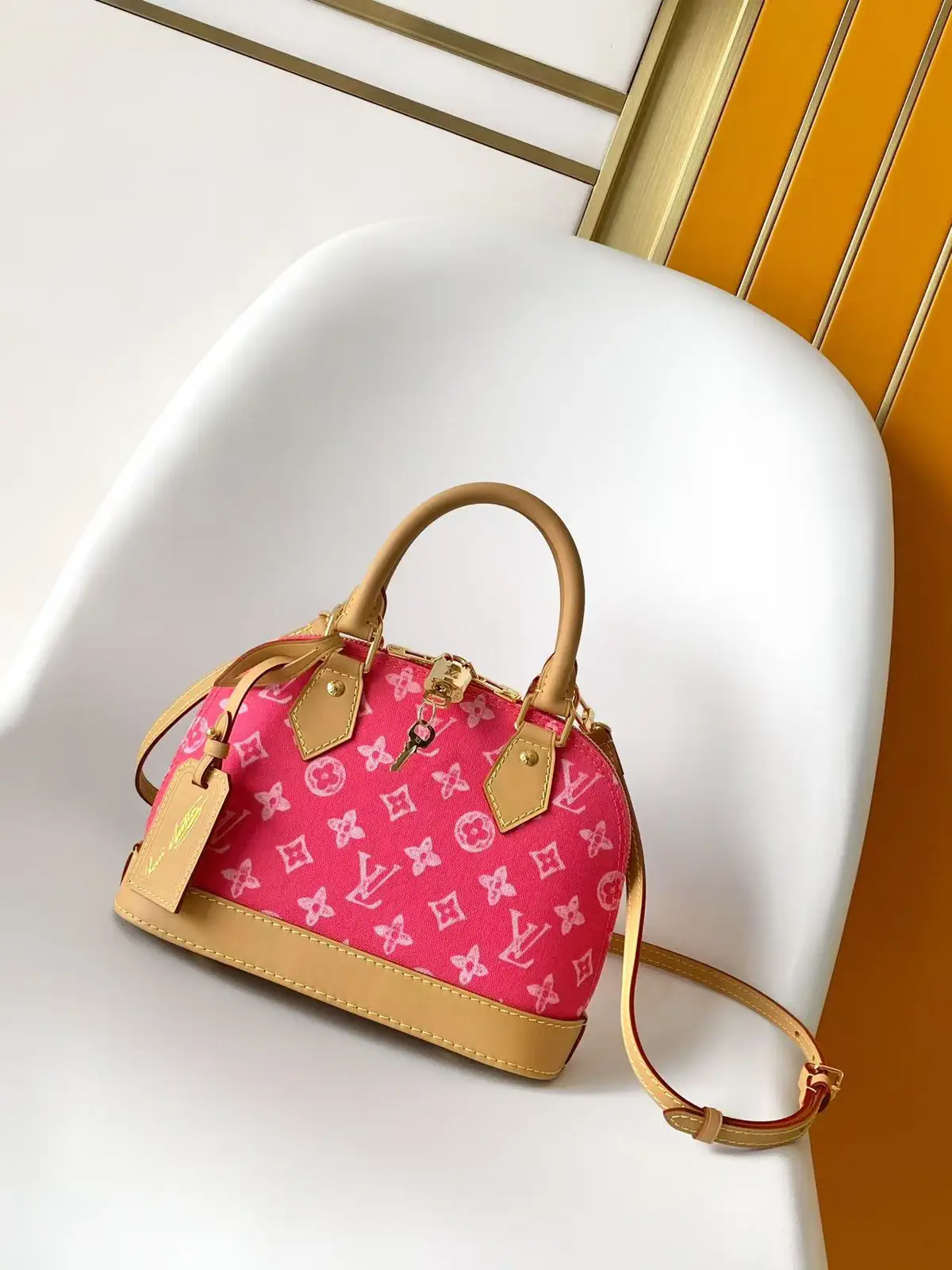 Louis Vuitton Pink Monogram Alma BB Top Handle Bag image 1