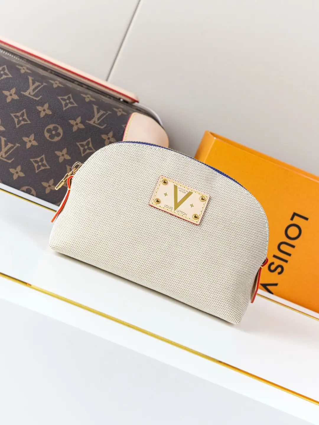 Louis Vuitton Beige Canvas Cosmetic Bag image 1