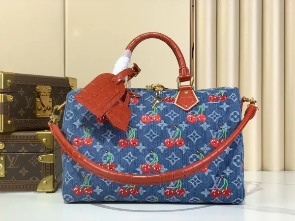 Louis Vuitton Speedy Soft 30 Cherry Monogram Denim Top Handle Bag image 1