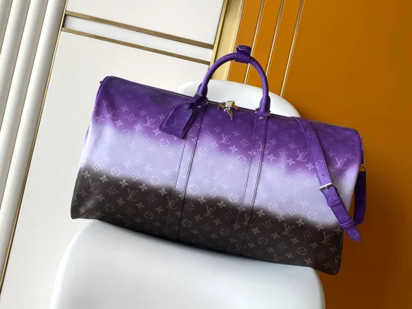 Louis Vuitton Purple Gradient Monogram Keepall 55 Duffle Bag image 1