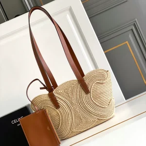 CELINE Woven Straw Shoulder Bag image 1