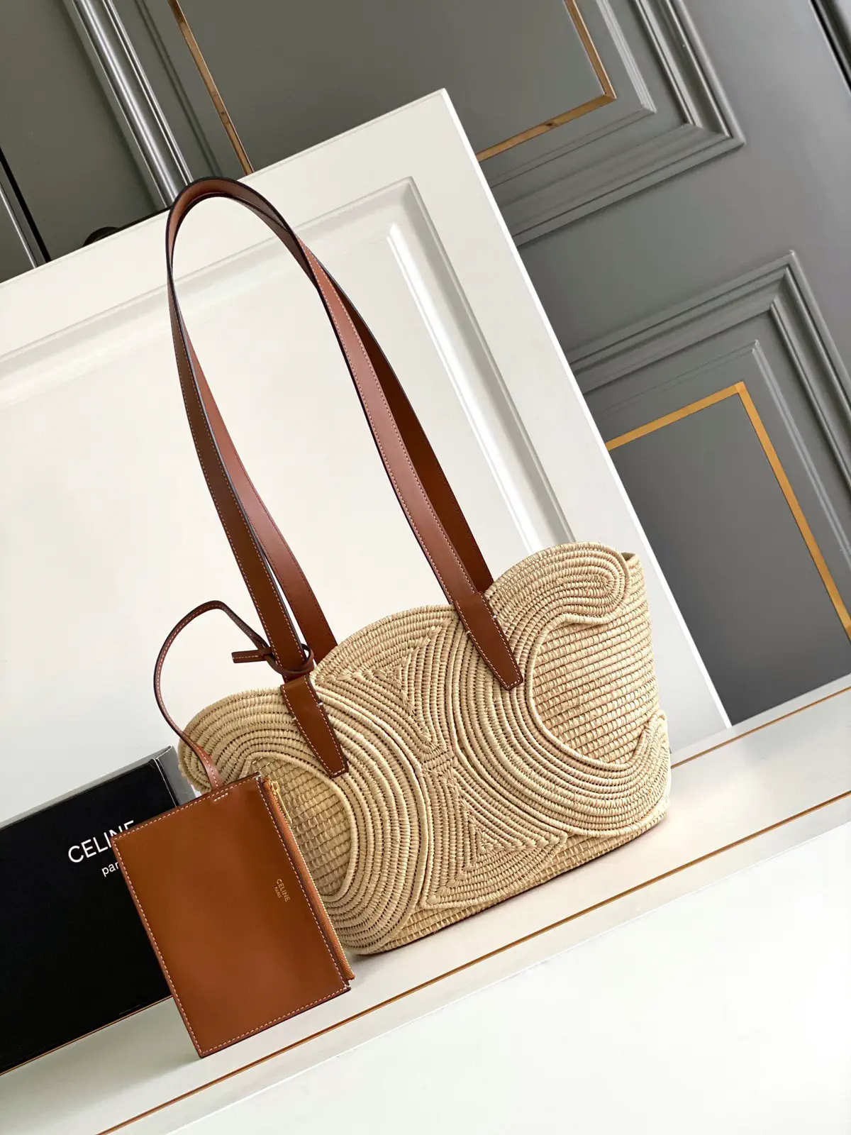 CELINE Woven Straw Shoulder Bag image 1