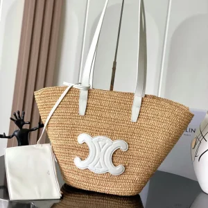 CELINE Woven Triomphe Straw Tote Bag image 1