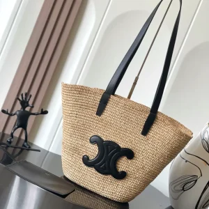 CELINE Straw Shoulder Tote Bag image 1