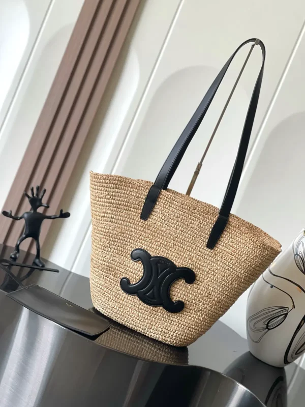 CELINE Straw Shoulder Tote Bag image 1