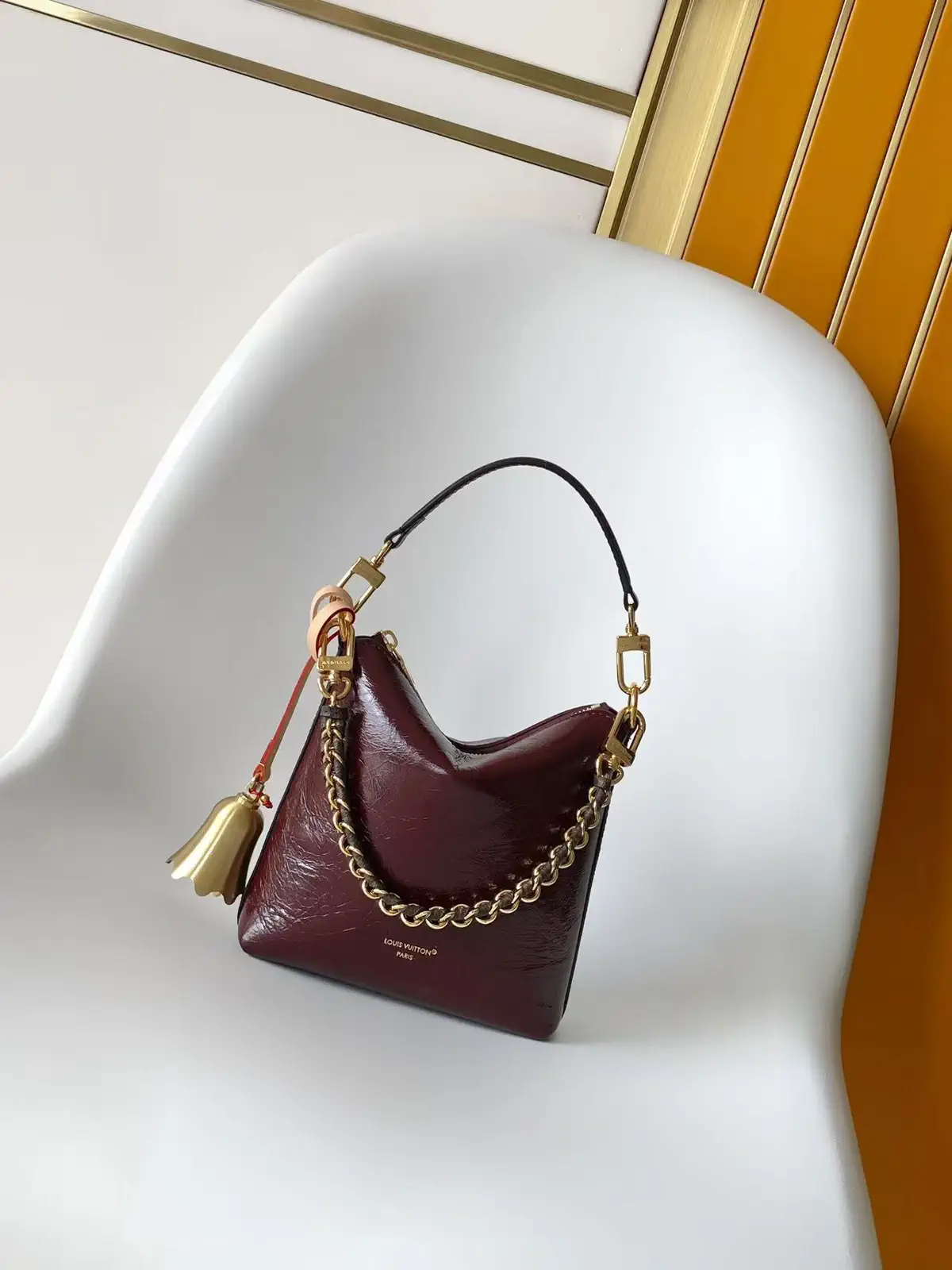 Louis Vuitton Burgundy Hobo Bag with Gold Chain Strap image 1