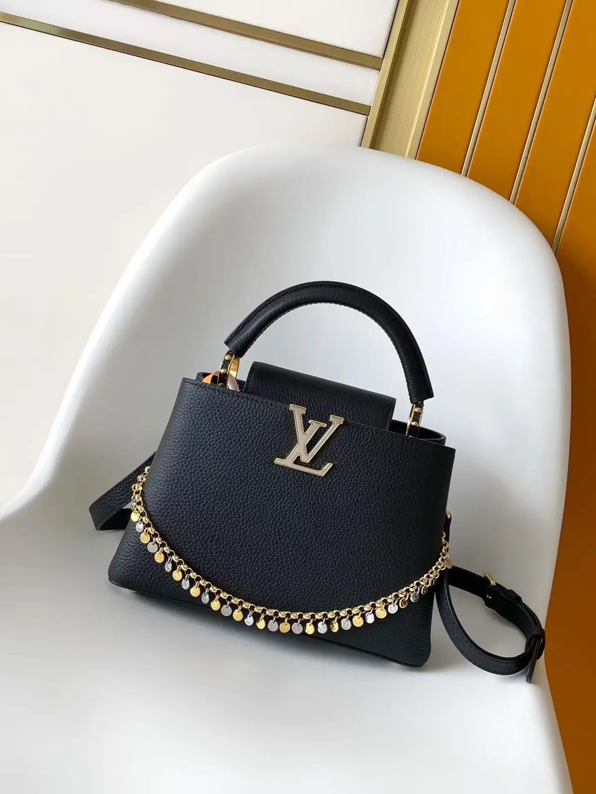 Louis Vuitton Capucines Mini Top Handle Bag with Decorative Chain image 1