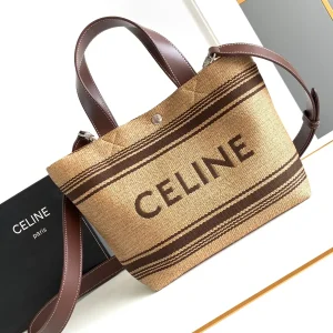 CELINE Striped Woven Tote Bag image 1