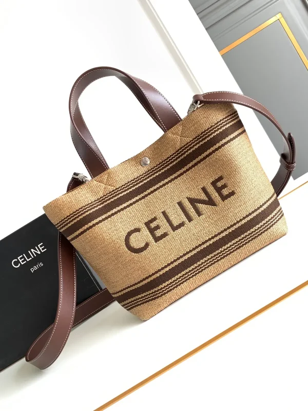 CELINE Striped Woven Tote Bag image 1