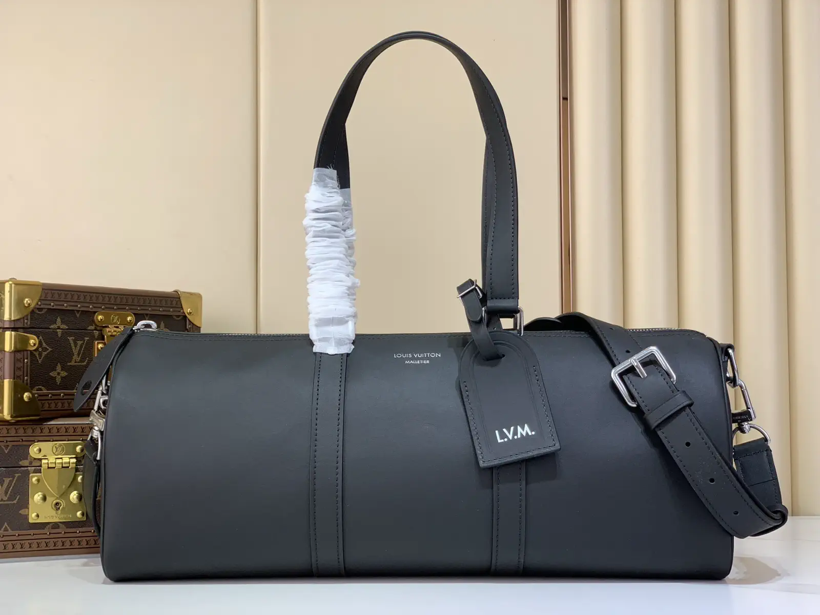 Louis Vuitton Black Leather Needle Duffle Bag image 1