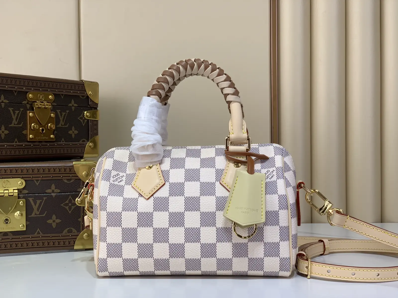 Louis Vuitton Speedy Bandoulière 20 Damier Azur Top Handle Bag with Braided Handles image 1