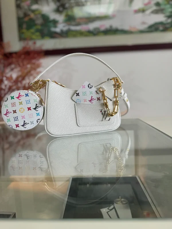 Louis Vuitton Marellini White Epi Leather Bag with Monogram Pouch image 1