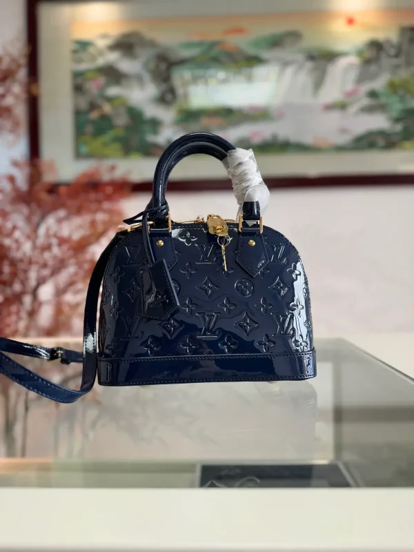 Louis Vuitton Navy Blue Monogram Embossed Alma BB Top Handle Bag image 1