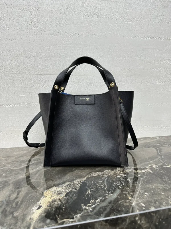CELINE Black Leather CUBO Small Top Handle Bag image 1