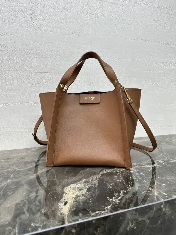 CELINE Brown Leather CUBO Small Top Handle Bag image 1