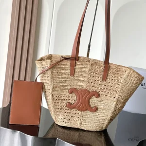 CELINE Woven Medium Triomphe Tote Bag image 1