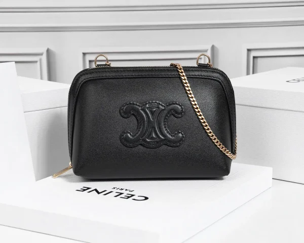 CELINE Black Leather Chain Crossbody Bag image 1