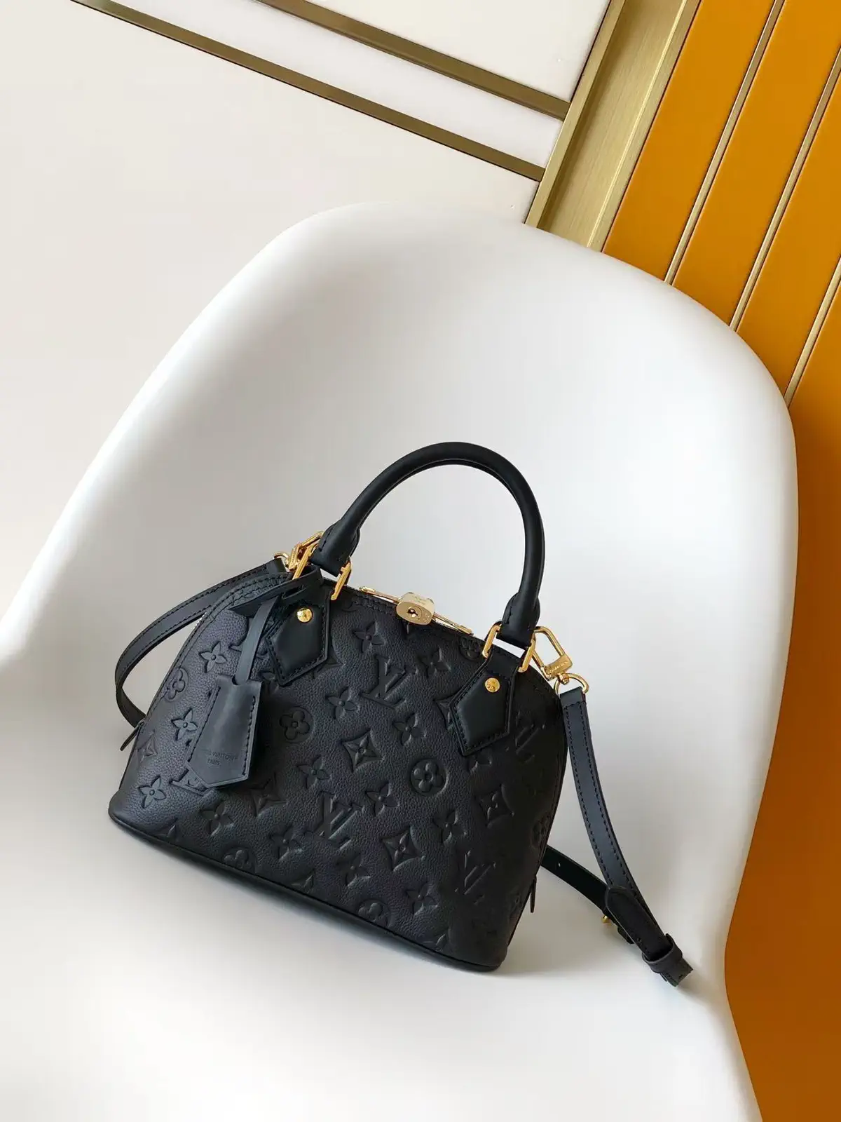 Louis Vuitton Black Monogram Empreinte Alma BB Top Handle Bag image 1