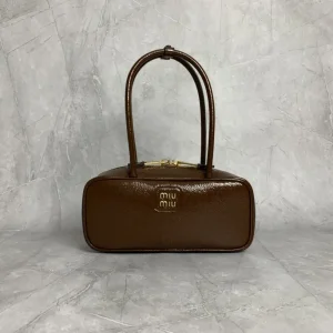 Miu Miu Brown Patent Leather Top Handle Bag image 1