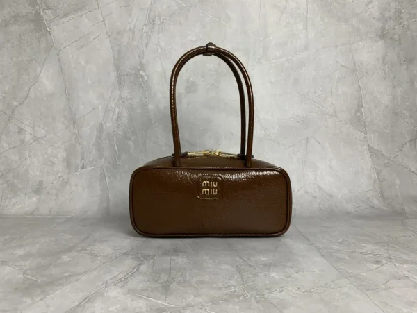 Miu Miu Brown Patent Leather Top Handle Bag image 1