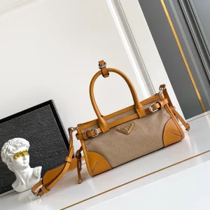 Prada Beige Canvas with Leather Trim Mini Top Handle Bag image 1