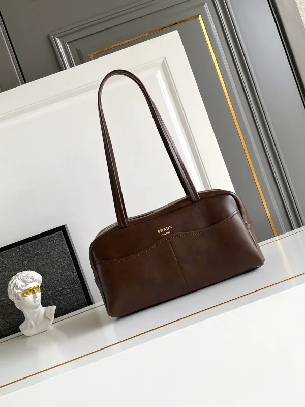 Prada Brown Leather Carry Bowling Shoulder Bag image 1