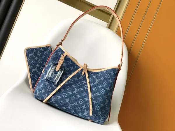 Louis Vuitton Blue Denim Monogram CarryAll Shoulder Bag image 1