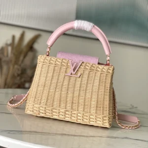 Louis Vuitton Capucines BB Wicker Top Handle Bag with Pink Accents image 1
