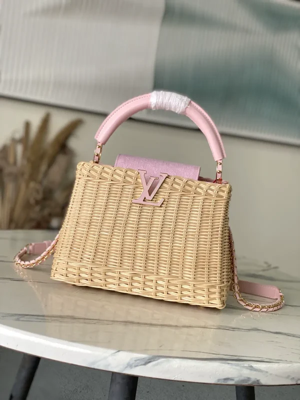 Louis Vuitton Capucines BB Wicker Top Handle Bag with Pink Accents image 1