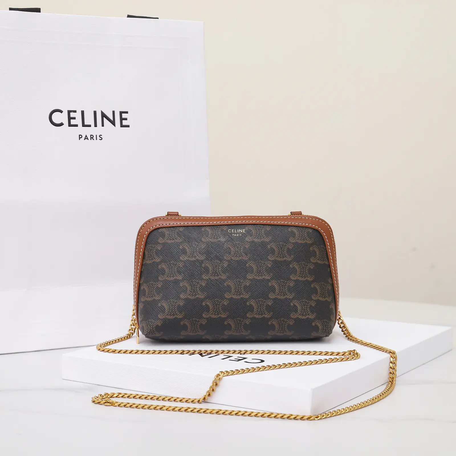CELINE Monogram Mini Crossbody Bag with Leather Trim image 1