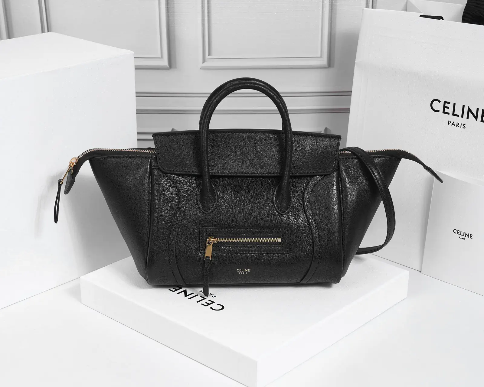 CELINE Black Leather Top Handle Bag image 1