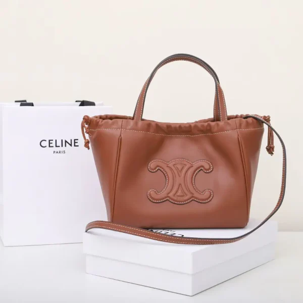CELINE Embossed Triomphe Logo Drawstring Tote Bag image 1