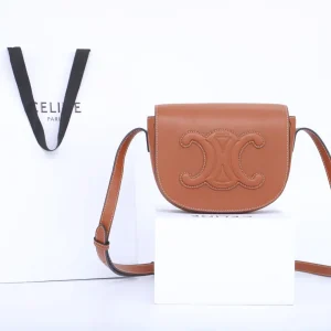 CELINE Embossed Logo Saddle Crossbody Bag image 1
