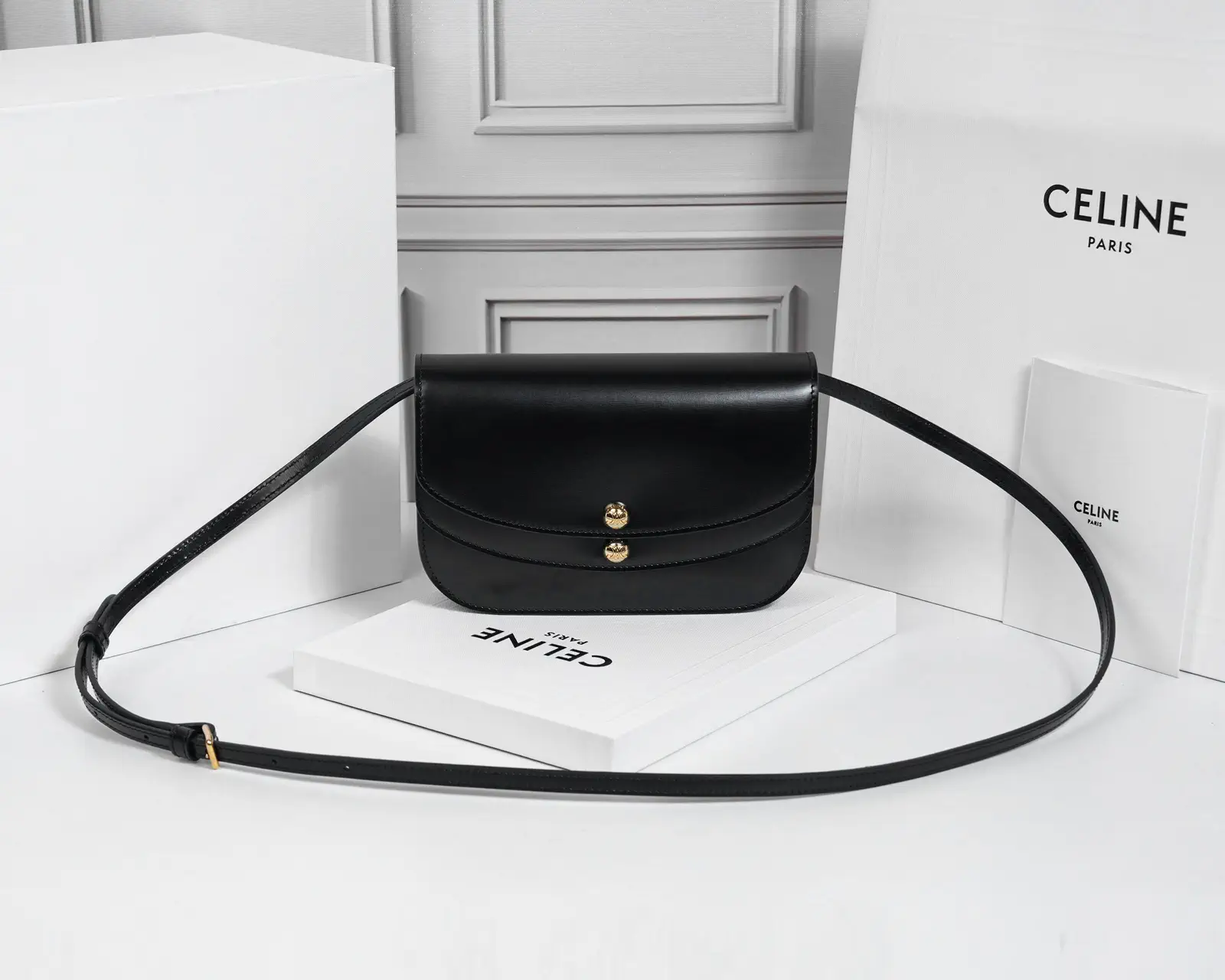 CELINE Black Leather Crossbody Bag image 1