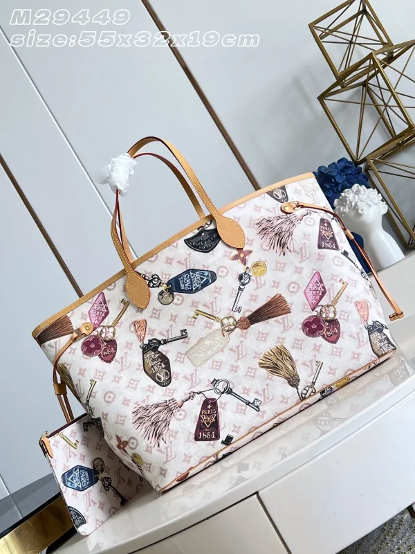Louis Vuitton Neverfull Large Tote Bag with Key and Tassel Print image 1