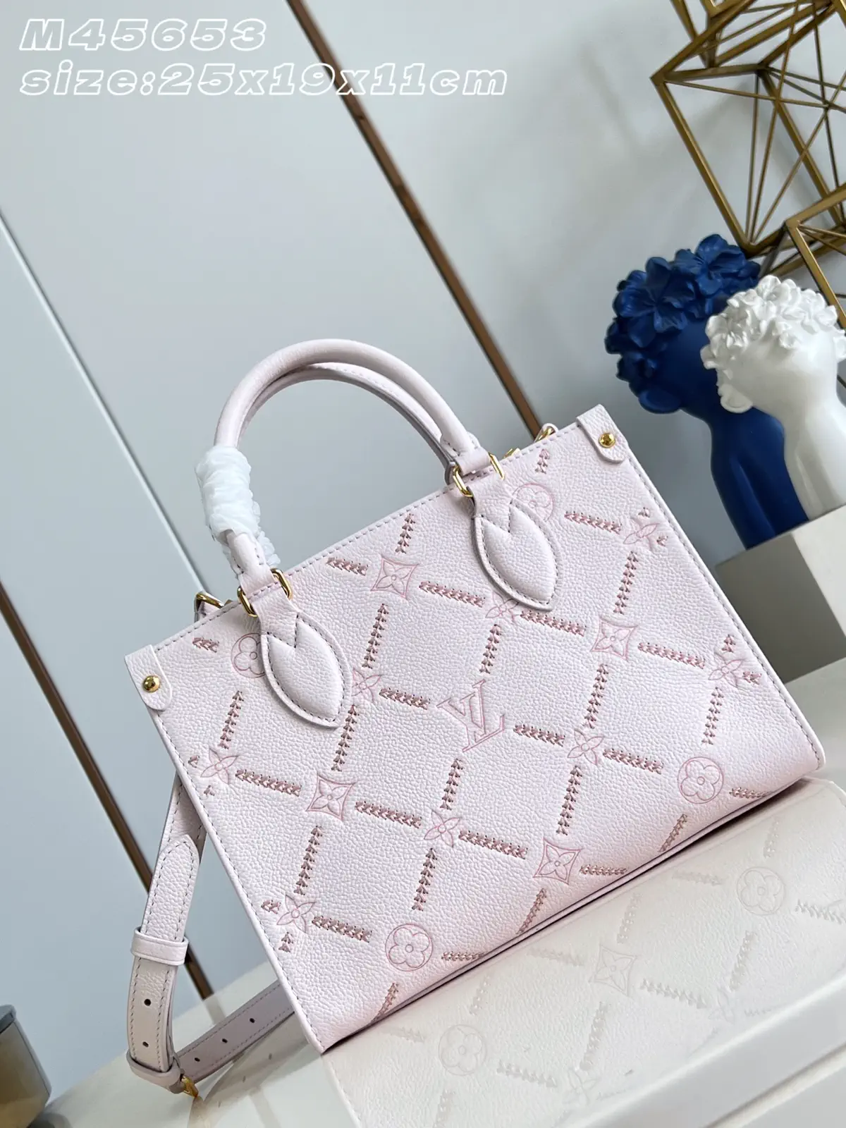 Louis Vuitton Pink Embroidered Monogram OnTheGo Small Tote Bag image 1