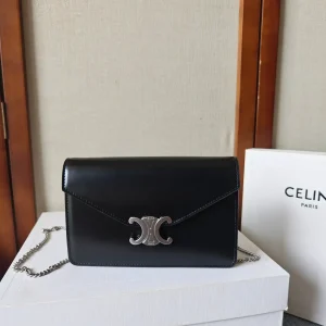 CELINE Triomphe Logo Envelope Chain Wallet on Chain image 1