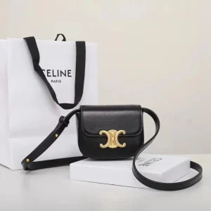 CELINE Black Leather Crossbody Bag with Triomphe Buckle image 1