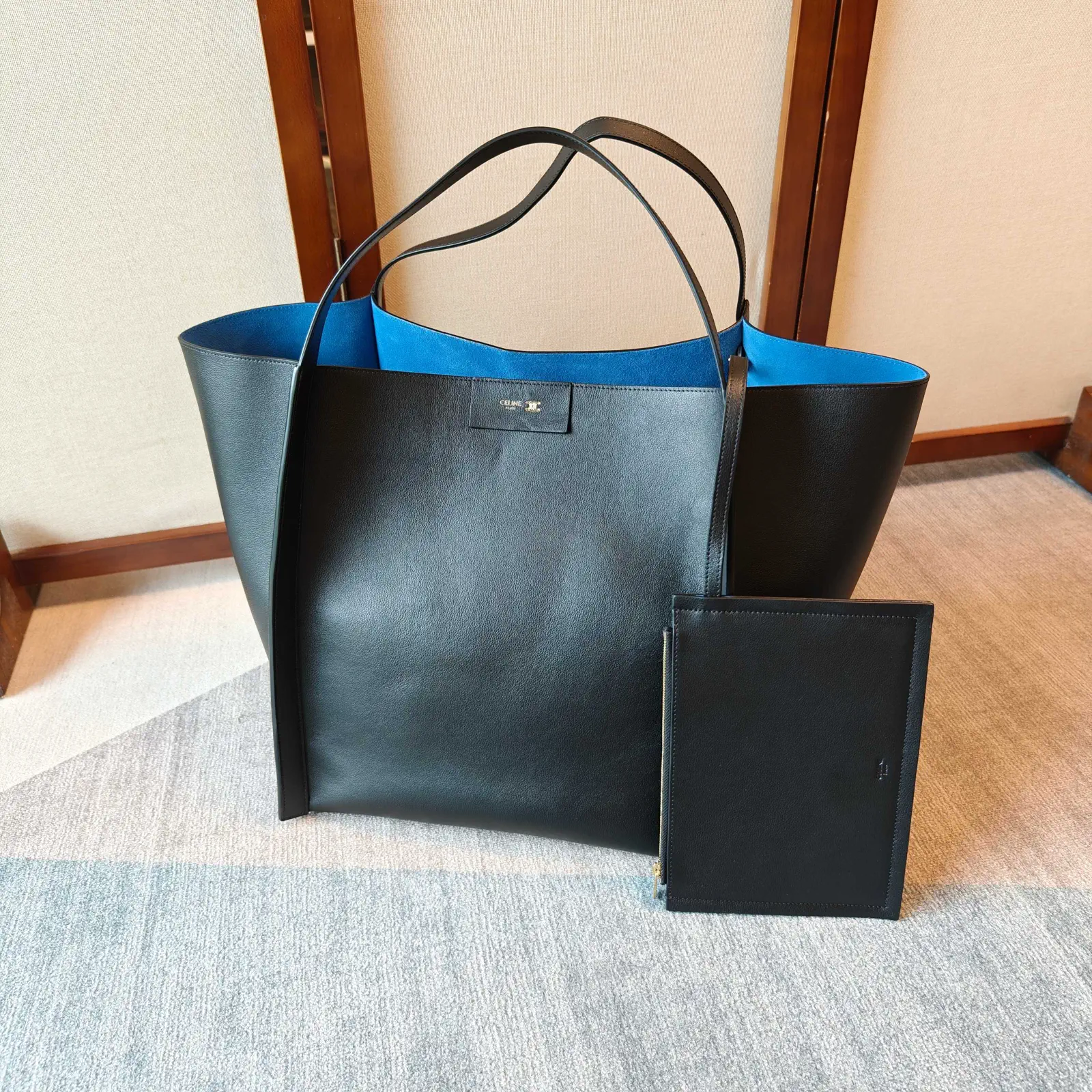 CELINE Black Leather Medium CUBE Tote Bag image 1