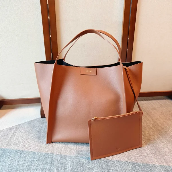 CELINE Tan Leather Medium Tote Bag with Pouch image 1