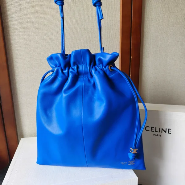 CELINE Blue Drawstring Bucket Bag image 1
