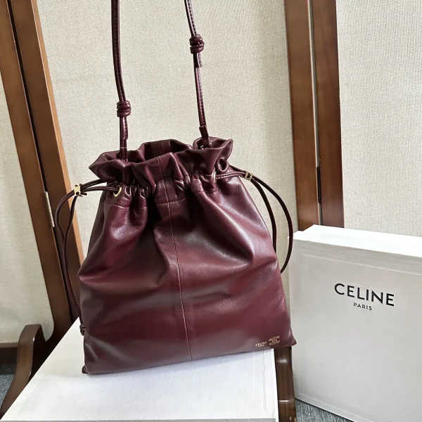 CELINE Burgundy Drawstring Bucket Bag image 1