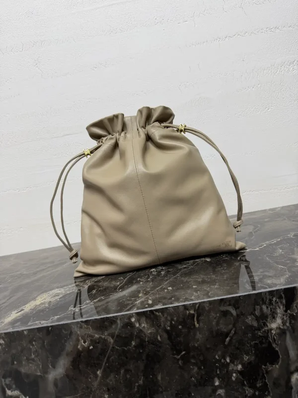 CELINE Taupe Drawstring Pouch Bag image 1