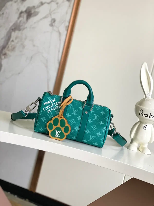 Louis Vuitton Green Monogram Keepall Bandouliere 25 Duffle Bag image 1