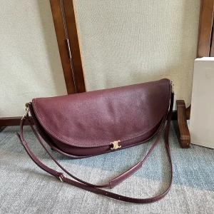CELINE Burgundy Halfmoon Crossbody Bag image 1