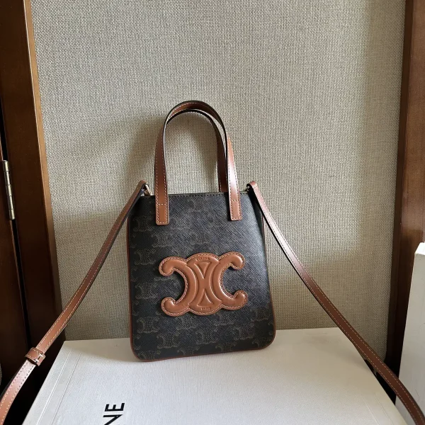 CELINE Monogram Mini Top Handle Bag with Crossbody Strap image 1