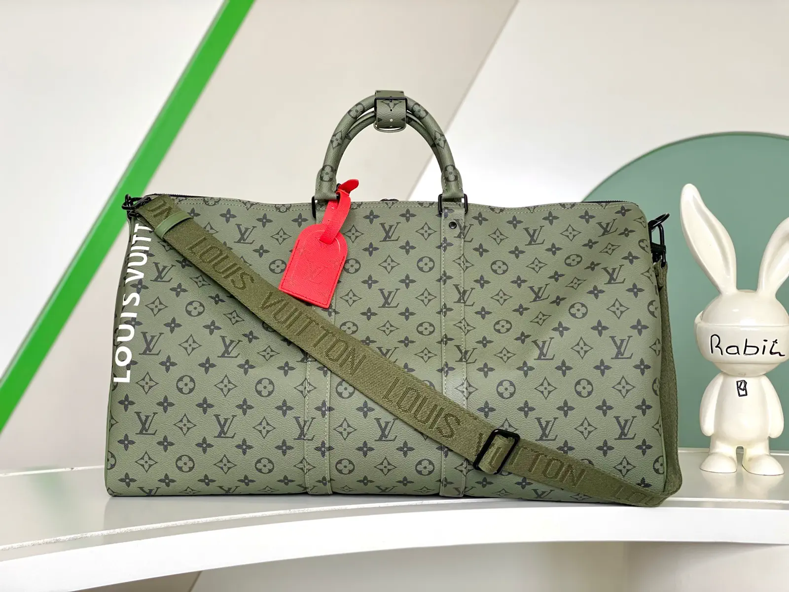 Louis Vuitton Green Monogram Keepall Bandoulière 55 Duffle Bag image 1